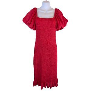 Francesca's Trixxi Puff Sleeve Smocked Long Midi Dress Ruffled Size Small/Medium